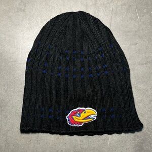 Kansas‎ University KU Jayhawks Knit Cuffless Beanie Black Beanie Hat OSFM NWOT